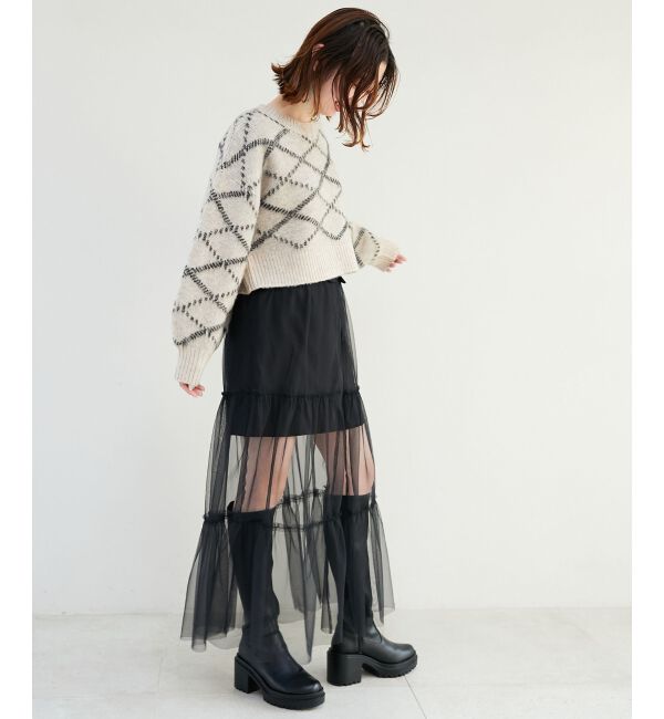 MAJESTICLEGON「チェックショートニット」|ニット・セーター|