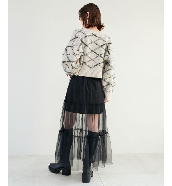 MAJESTICLEGON「チェックショートニット」|ニット・セーター|