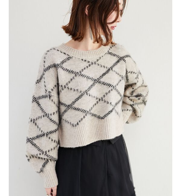 MAJESTICLEGON「チェックショートニット」|ニット・セーター|