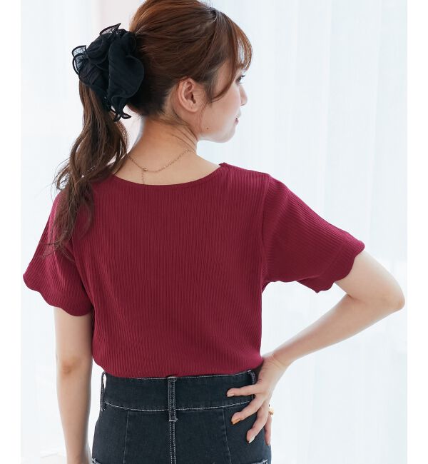  「スカラップデザイントップス」|Tシャツ・カットソー|