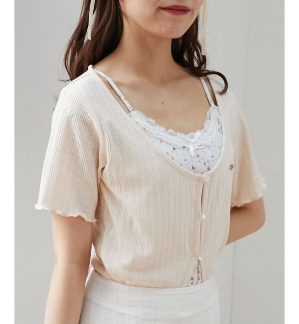  「キャミレイヤードライク半袖トップス」|Tシャツ・カットソー|