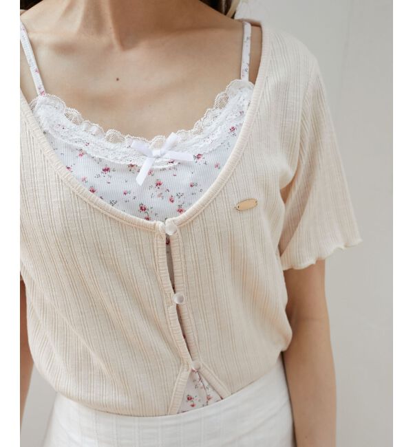  「キャミレイヤードライク半袖トップス」|Tシャツ・カットソー|