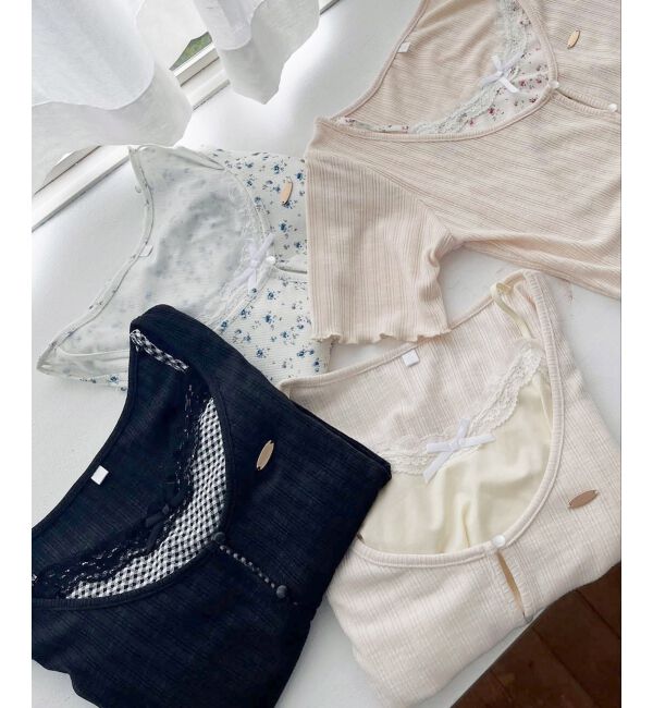  「キャミレイヤードライク半袖トップス」|Tシャツ・カットソー|