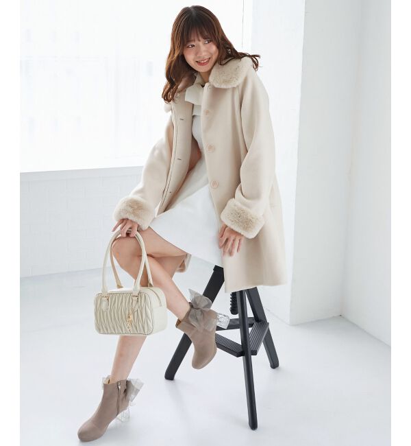  「7wayファー&times;ビジューコート」|その他|ピンクベージュ