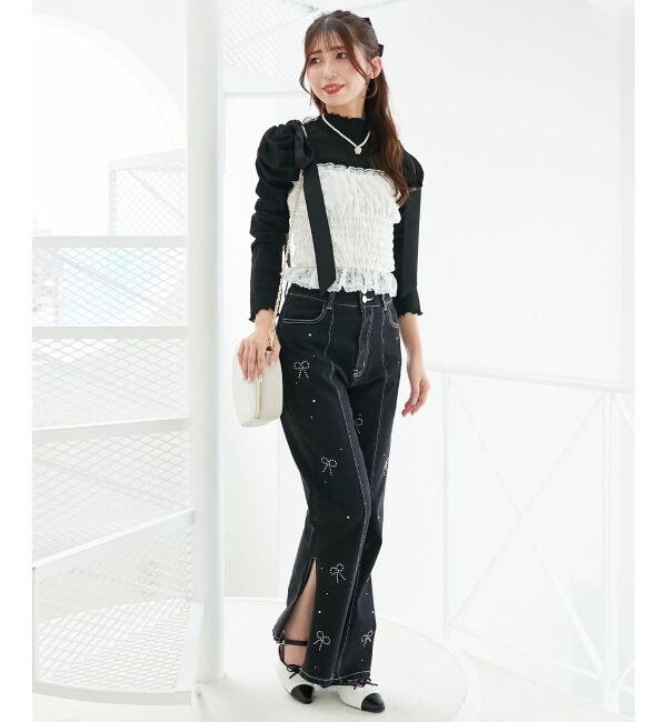  「配色肩リボンビスチェ」|キャミソール|