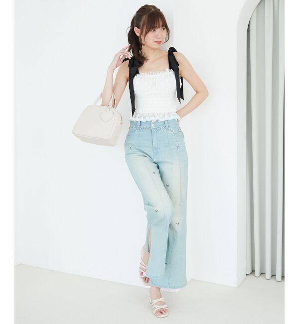  「配色肩リボンビスチェ」|キャミソール|