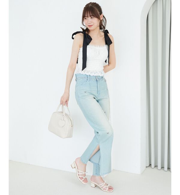  「配色肩リボンビスチェ」|キャミソール|