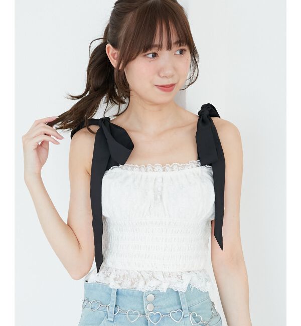  「配色肩リボンビスチェ」|キャミソール|
