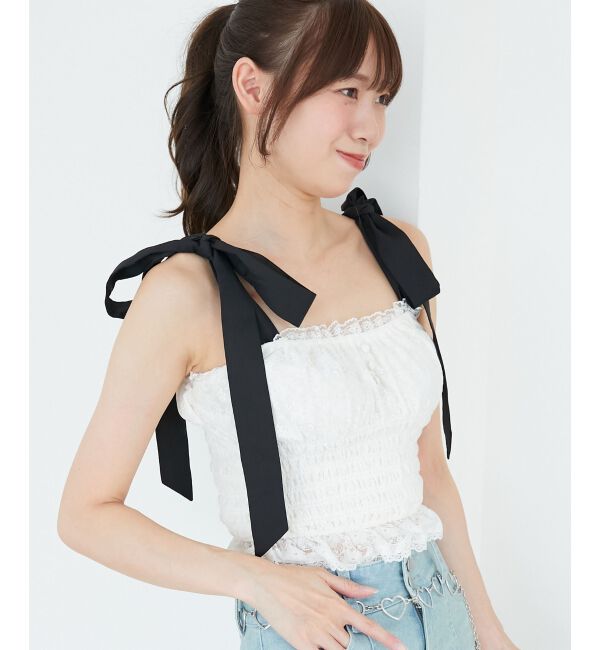  「配色肩リボンビスチェ」|キャミソール|