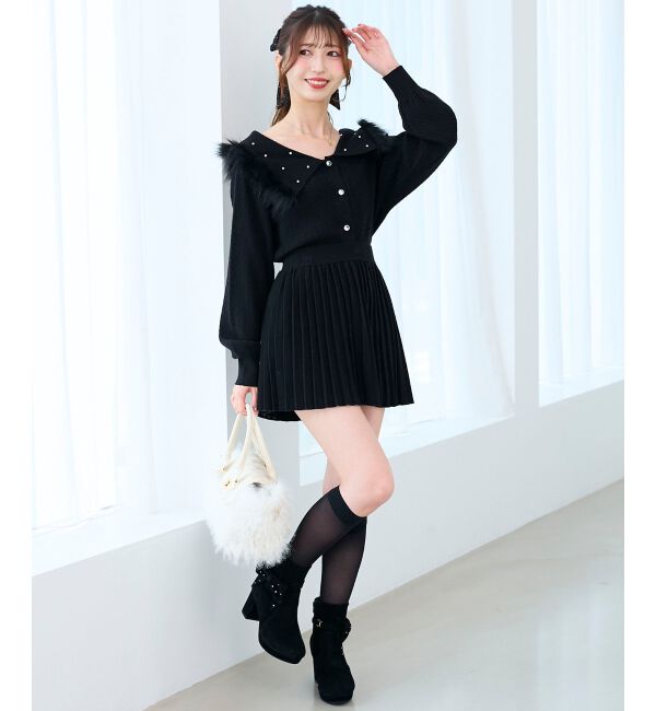  「ニットプリーツミニスカート」|スカート|