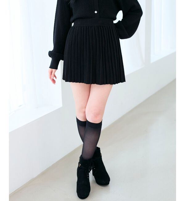  「ニットプリーツミニスカート」|スカート|ブラック