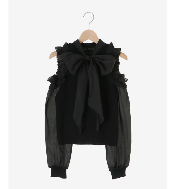  「リボンセットシアーフリルニット」|ニット・セーター|