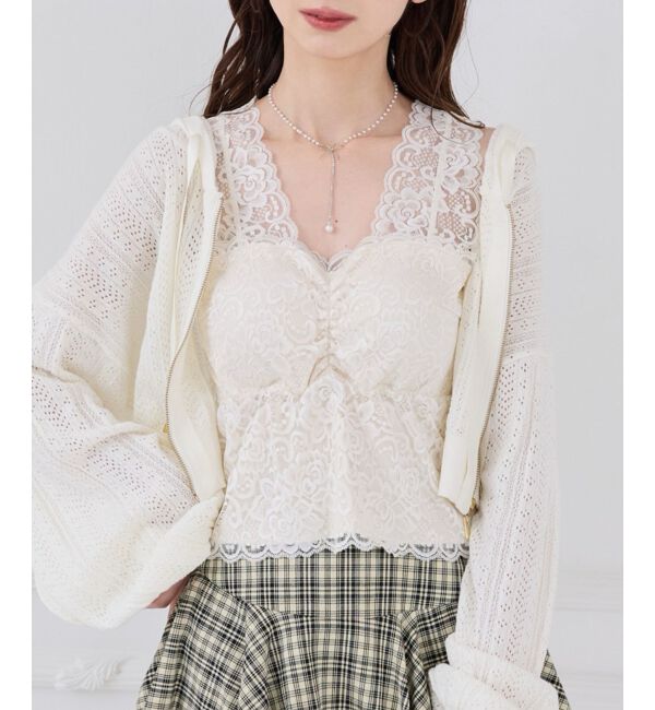  「カップ付きレースインナー」|タンクトップ|アイボリー