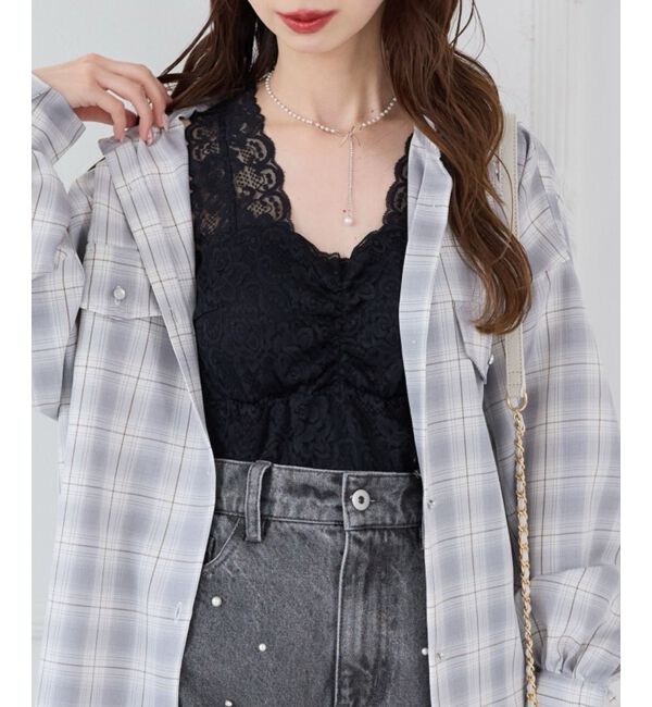  「カップ付きレースインナー」|タンクトップ|ブラック