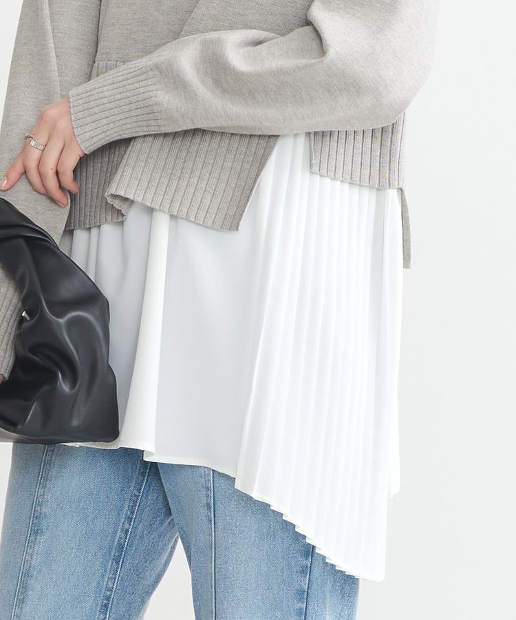 earth music&ecology「アシンメトリープリーツドッキングプルオーバー」|チュニック|