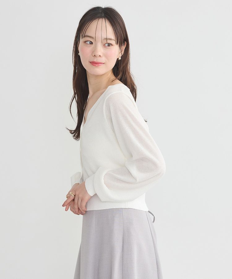 earth music&ecology「シアーラメVネックカーディガン」|カーディガン|