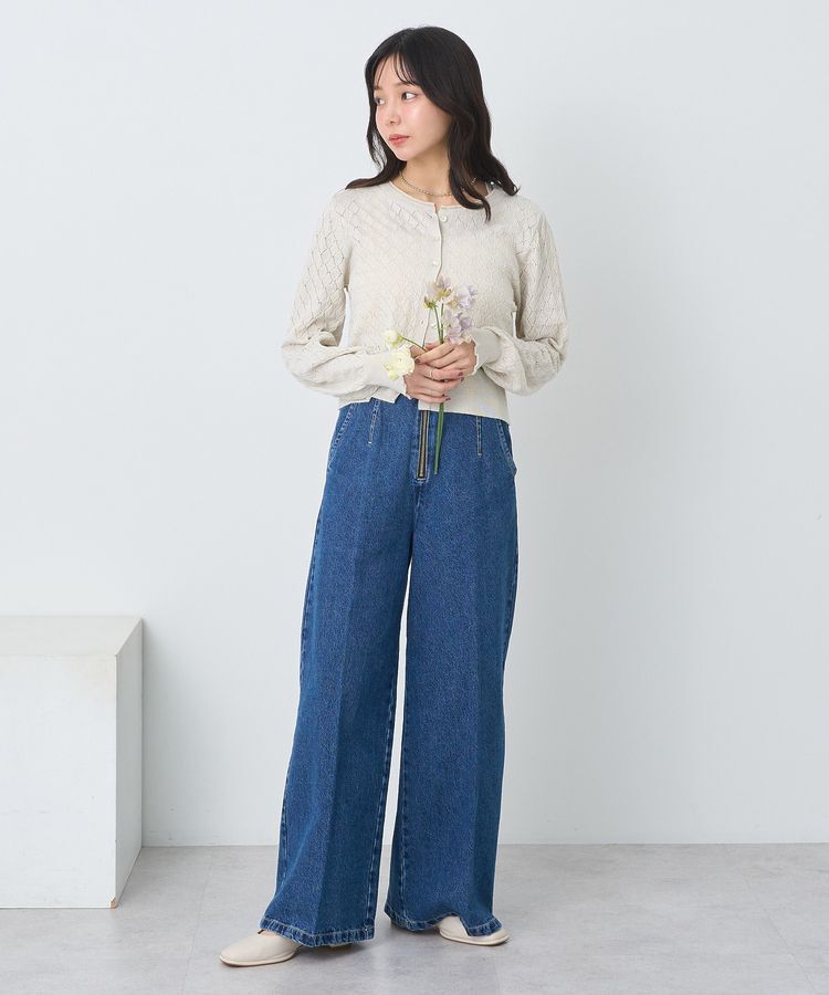 earth music&ecology「シアースカラップ透かし編みカーディガン」|カーディガン|