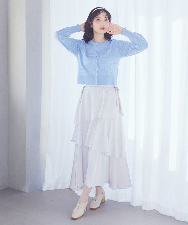 earth music&ecology「シアースカラップ透かし編みカーディガン」|カーディガン|