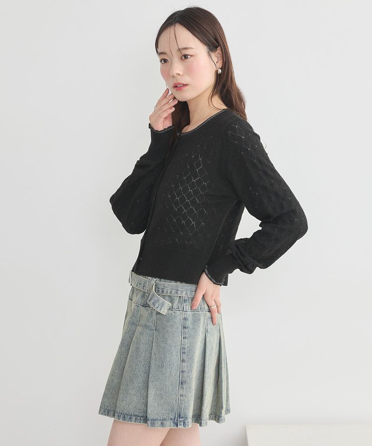 earth music&ecology「シアースカラップ透かし編みカーディガン」|カーディガン|