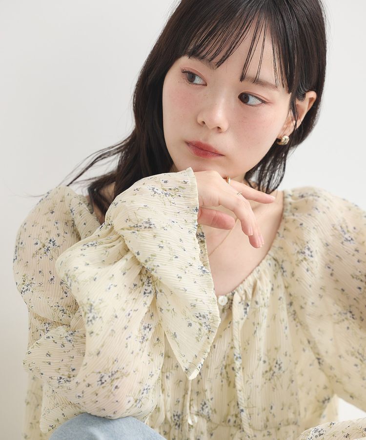 earth music&ecology「ナローリボンくしゅくしゅギャザーブラウス」|シャツ・ブラウス|