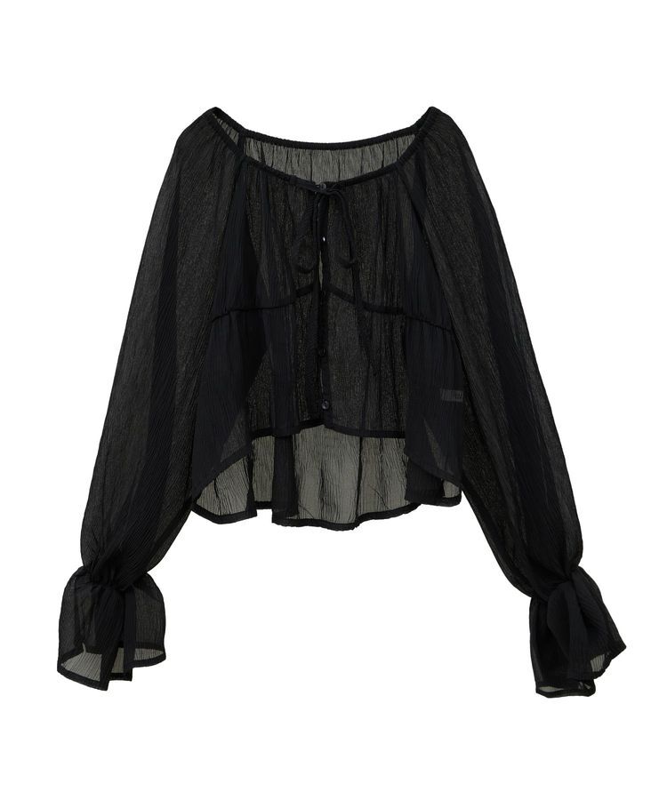 earth music&ecology「ナローリボンくしゅくしゅギャザーブラウス」|シャツ・ブラウス|