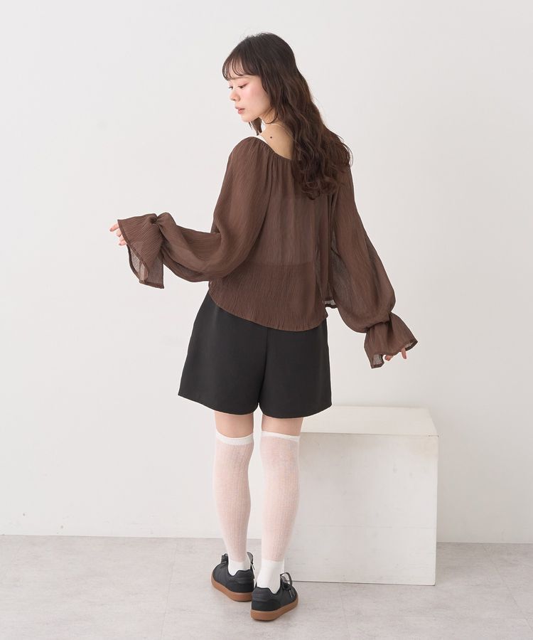 earth music&ecology「ナローリボンくしゅくしゅギャザーブラウス」|シャツ・ブラウス|