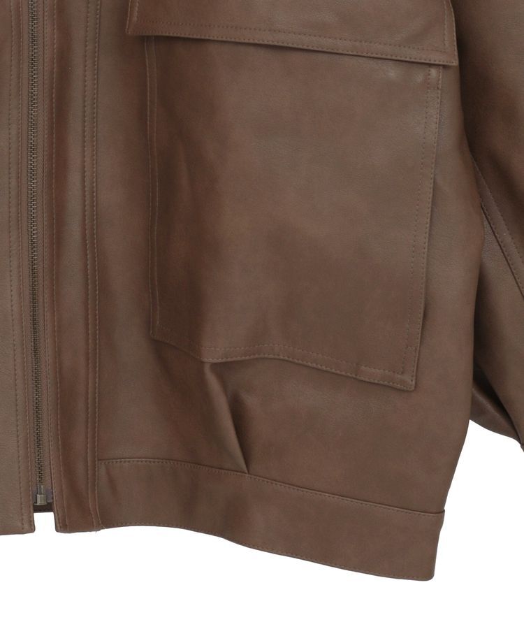 earth music&ecology「フェイクレザージップジャケット」|ブルゾン・スタジャン|