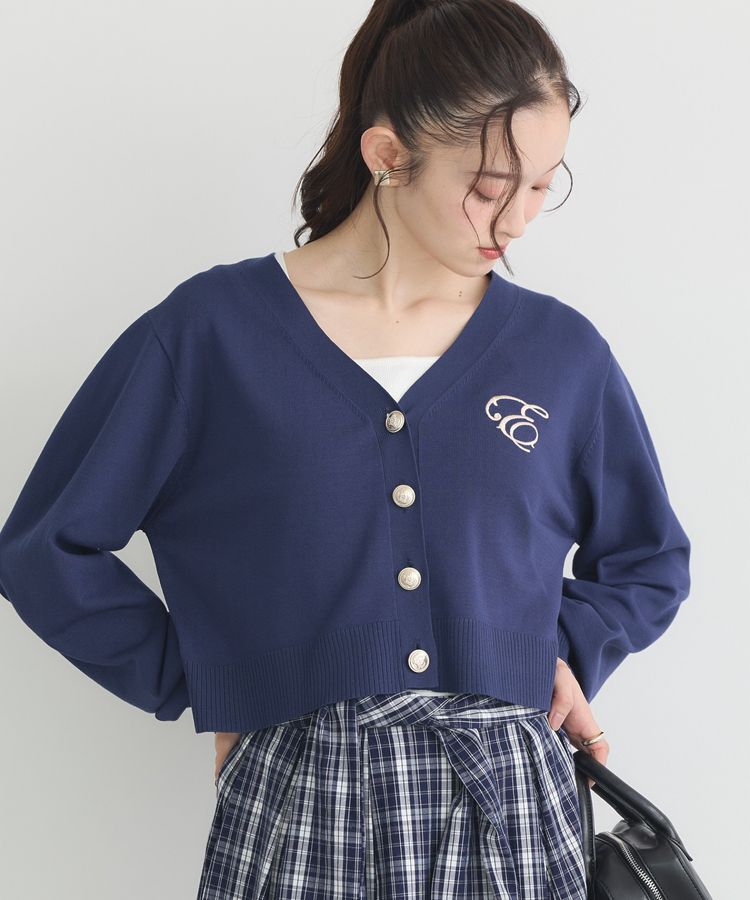 earth music&ecology「ロゴ刺繍カーディガン」|カーディガン|Navy
