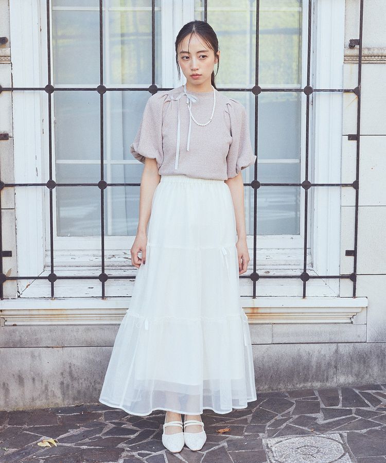 earth music&ecology「ラメモールパフスリニットプルオーバー」|ニット・セーター|