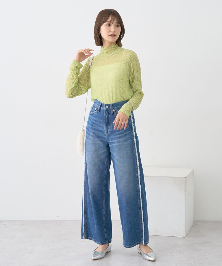 earth music&ecology「ハイネックシアーうねうねプルオーバー」|Tシャツ・カットソー|