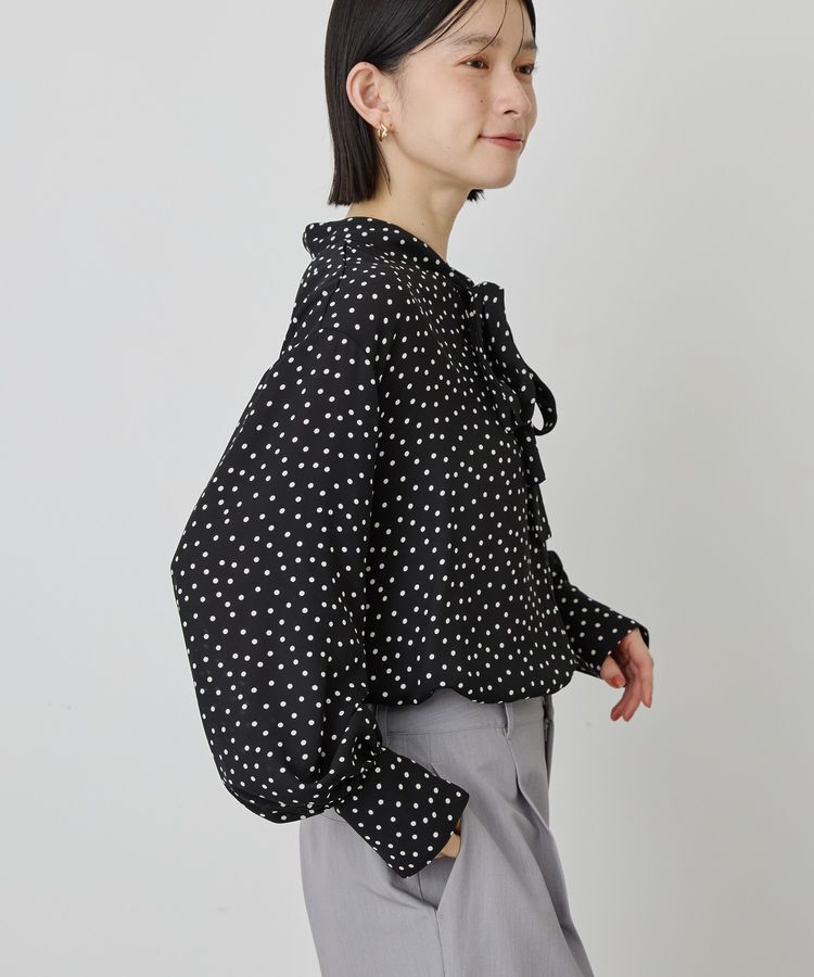 AMERICAN HOLIC「【イージーケア】ドット柄ボウタイブラウス」|シャツ・ブラウス|