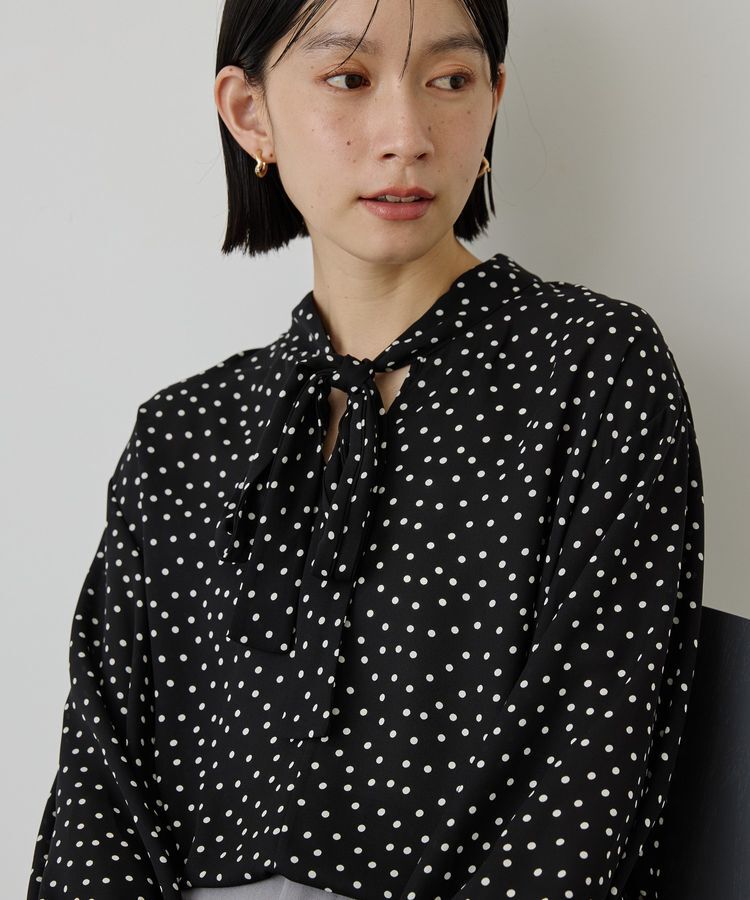 AMERICAN HOLIC「【イージーケア】ドット柄ボウタイブラウス」|シャツ・ブラウス|