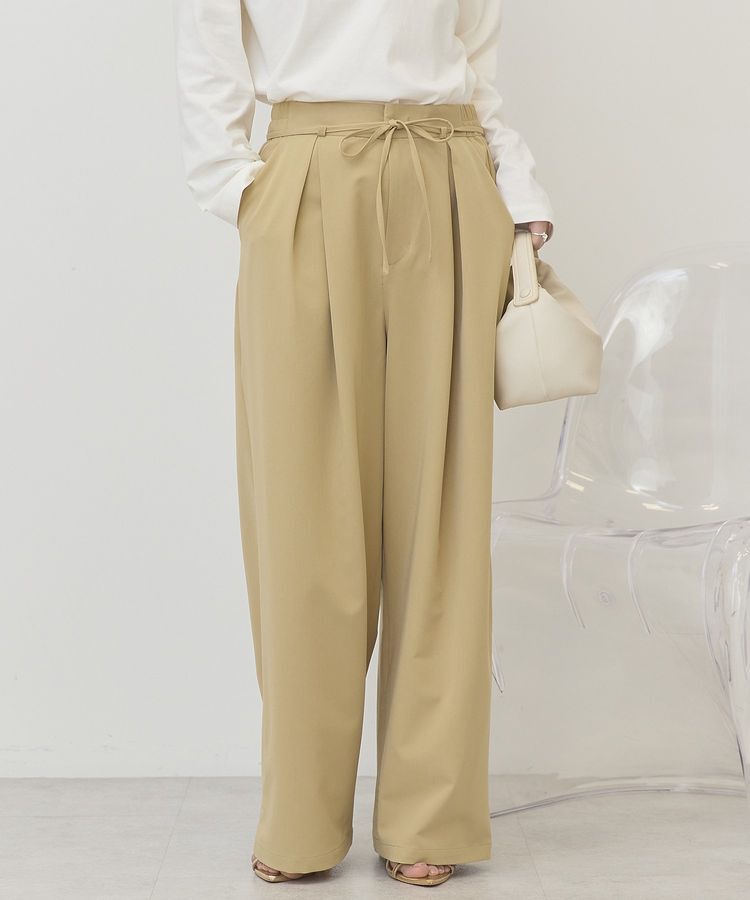 AMERICAN HOLIC「【イージーケア】リボン付きタックワイドパンツ」|その他|Beige