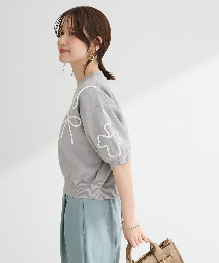 Green Parks「・ELENCARE DUE ライン刺繍5分袖ニット」|ニット・セーター|