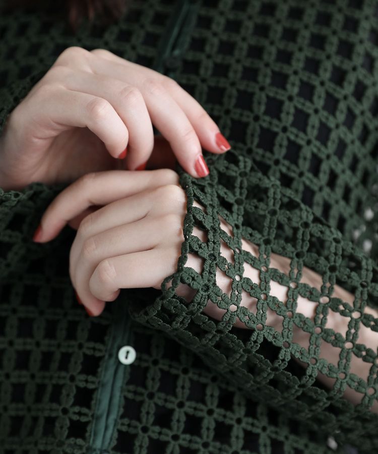 Green Parks「・SUGAR SPOON 2wayフラワーメッシュカーデ」|カーディガン|