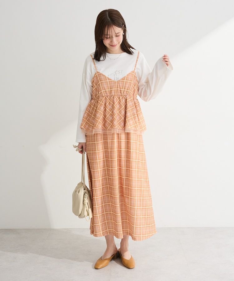 Green Parks「ペプラムチェックキャミワンピース」|ワンピース|