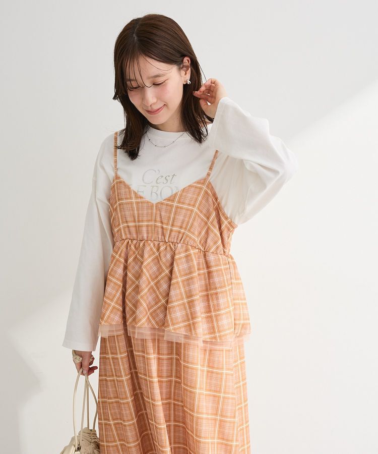 Green Parks「ペプラムチェックキャミワンピース」|ワンピース|