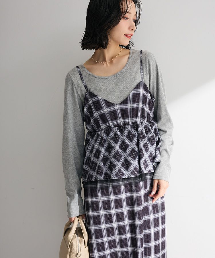 Green Parks「ペプラムチェックキャミワンピース」|ワンピース|