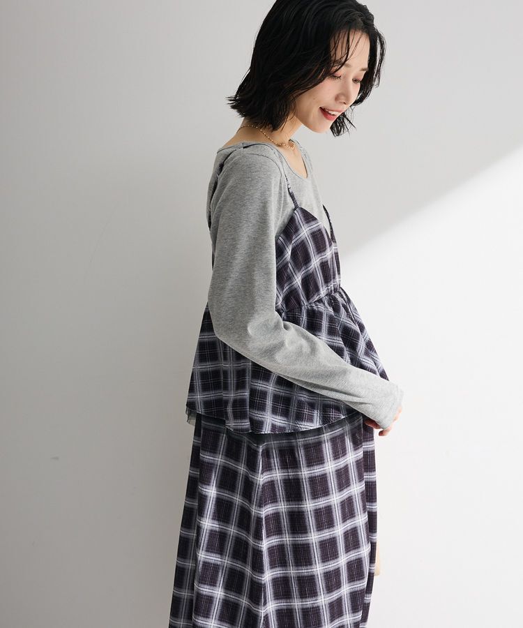Green Parks「ペプラムチェックキャミワンピース」|ワンピース|