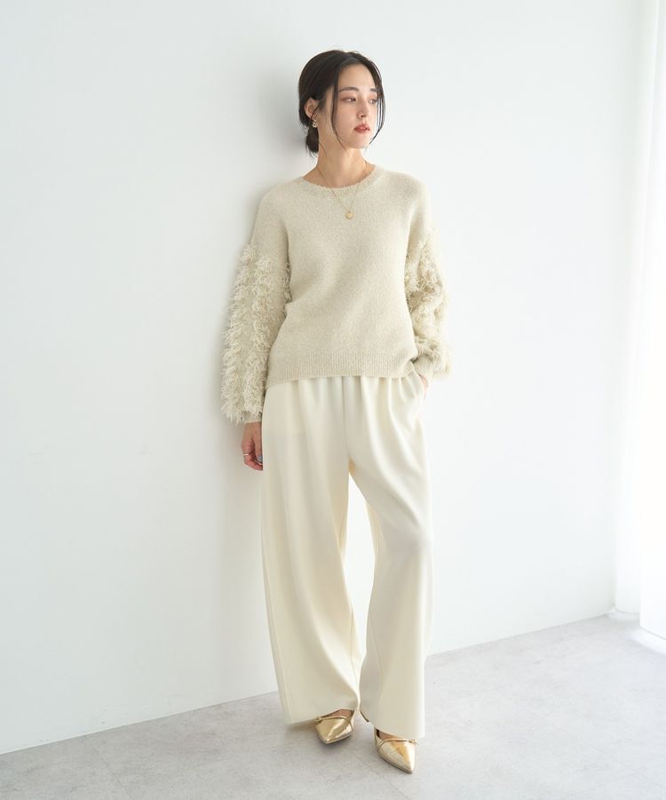 YECCA VECCA「ラメフェザー袖フリンジニット」|ニット・セーター|