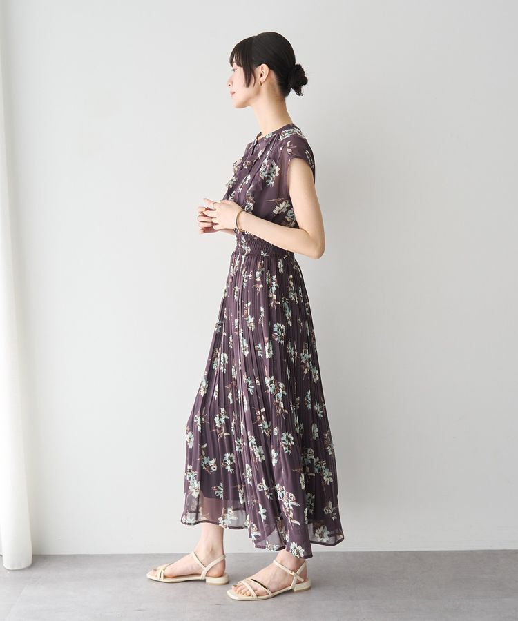 YECCA VECCA「フラワー柄フリルプリーツワンピース」|ワンピース|