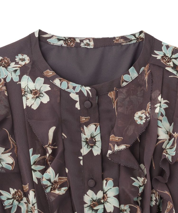 YECCA VECCA「フラワー柄フリルプリーツワンピース」|ワンピース|