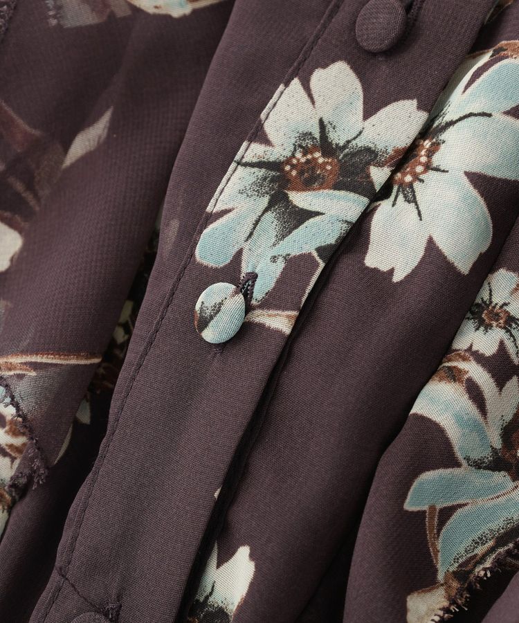 YECCA VECCA「フラワー柄フリルプリーツワンピース」|ワンピース|