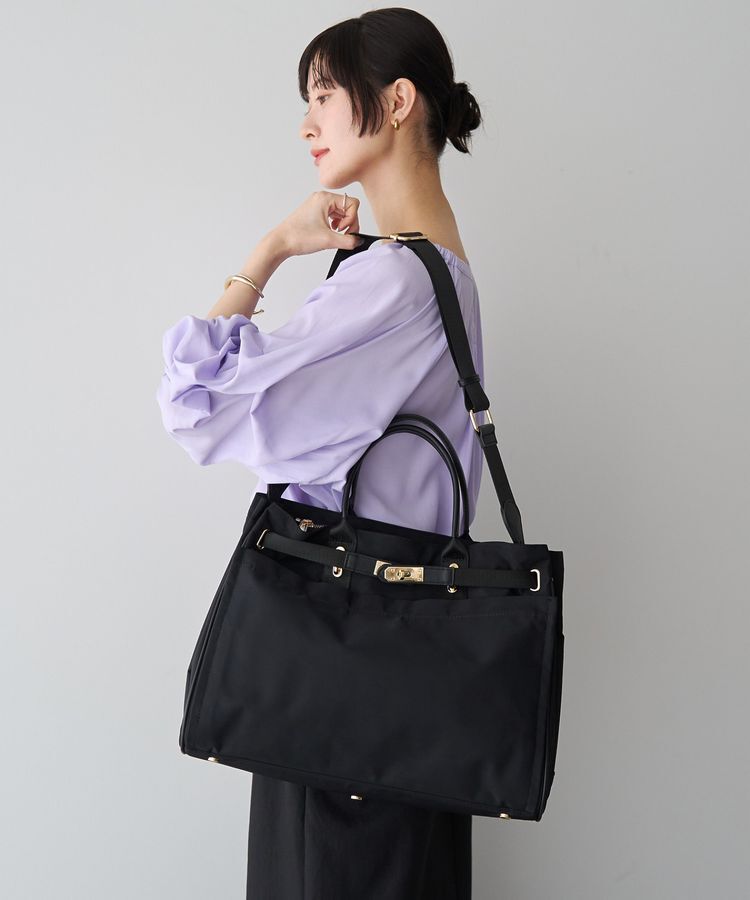 YECCA VECCA「【story.】PL BELTED TOTE L」|トートバッグ|Black