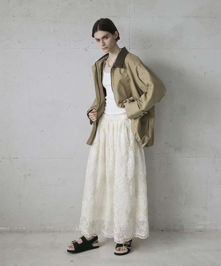 GARAGE OF GOOD CLOTHING「レースギャザーロングスカート」|フレア|
