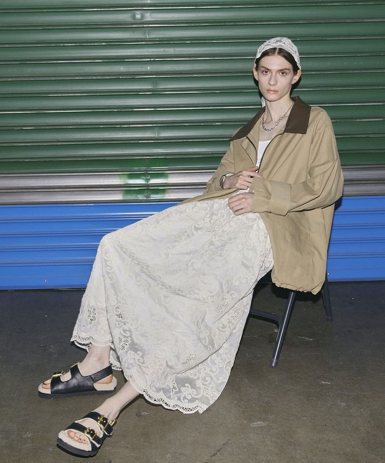 GARAGE OF GOOD CLOTHING「レースギャザーロングスカート」|フレア|