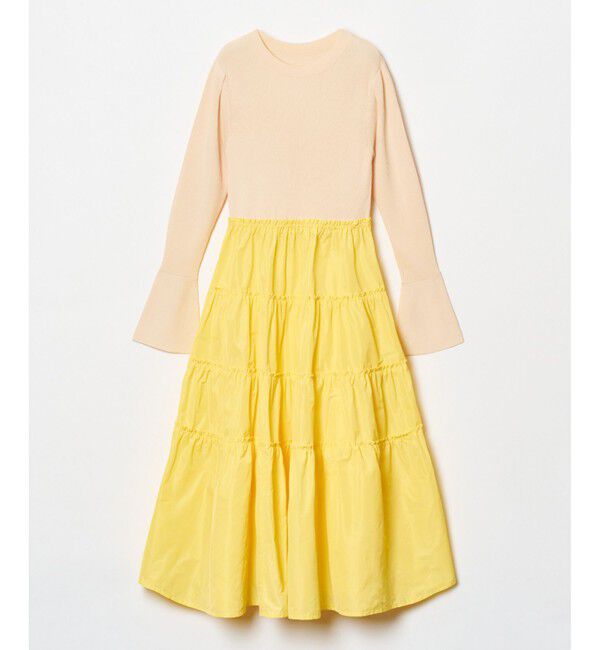 LOULOU WILLOUGHBY「【LOULOU WILLOUGHBY】タフタティアードニットワンピース」|ワンピース|