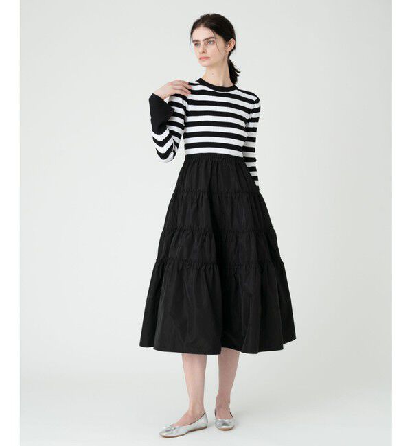 LOULOU WILLOUGHBY「【LOULOU WILLOUGHBY】タフタティアードニットワンピース」|ワンピース|