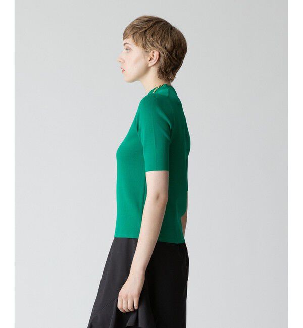 allureville「◇ 総針モックネック5分袖プルオーバー」|ニット・セーター|