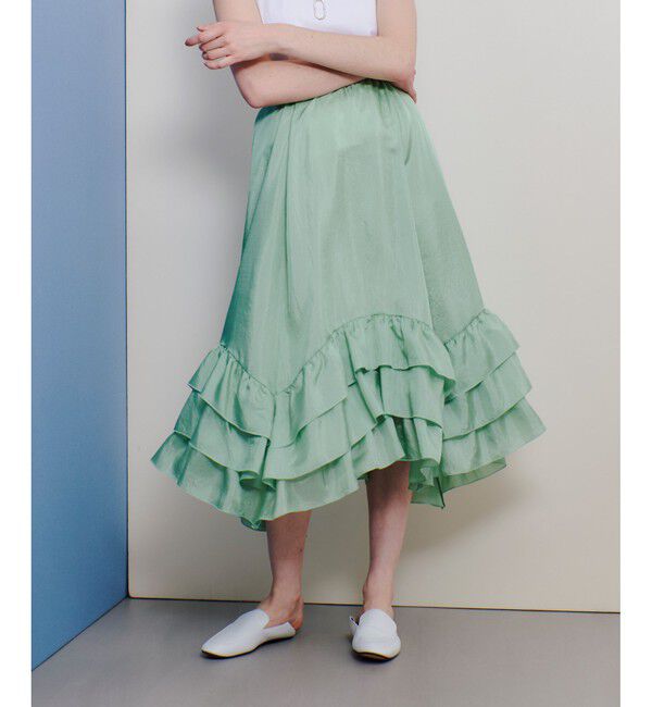 allureville「イレギュラーヘムフリルティアードスカート」|スカート|ミントグリーン